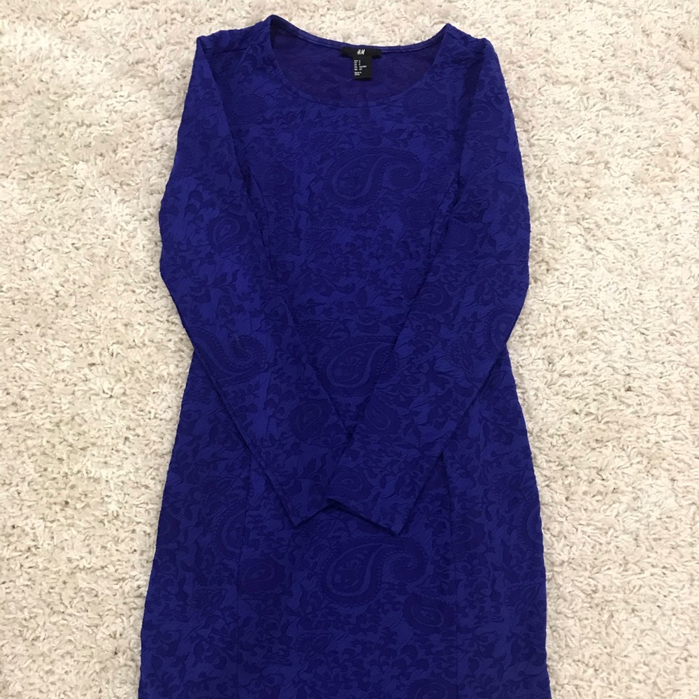 H&M Blue Flower Print Bodycon Dress
